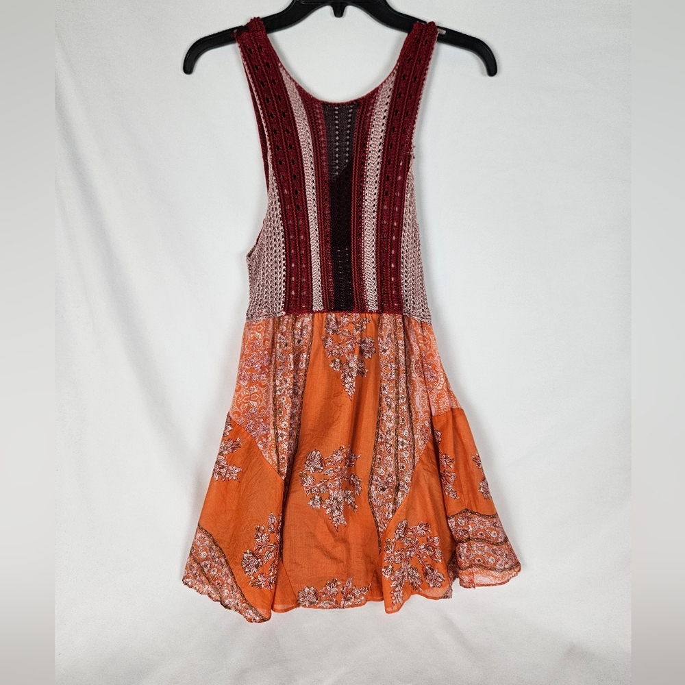 Free People Orange and Silver Ruffled Sundress
